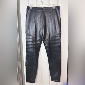 HUE Black Moto Leatherette High Rise Legging